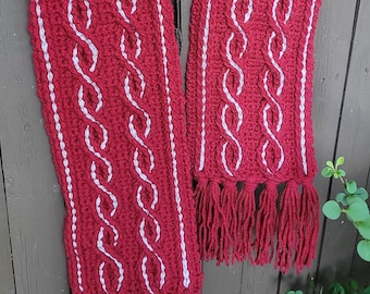 Crochet Scarf, Cable Scarf, Crochet Cable Scarf, Christmas Scarf, Christmas Accessory, Crochet Pattern, Crochet Scarf pattern