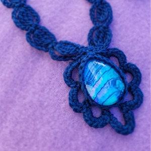 Crochet Necklace, Lacy Necklace, Crochet Jewelry, Crochet accessory, Pendant necklace, Thread crochet necklace, Cabochon necklace
