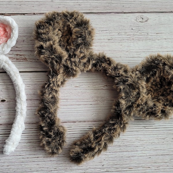 Crochet Animal Ears, Crochet Costume, Crochet Kid Costume, DIY Animal Ears, Animal Ears, Furry Animal Ears, Bear Headband, Crochet Headband