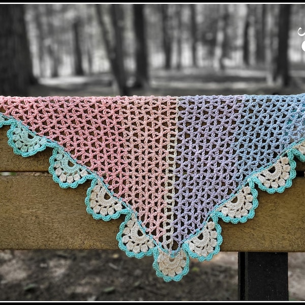 Crochet Shawl, Crochet Shawlette, Crochet Pattern, Shawl, Shawlette, Scallop Shawl, Summer Shawl, Cotton Shawl