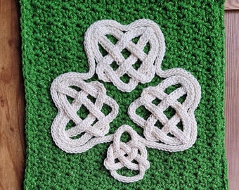 Crochet Shamrock Wall Hanging, Celtic Shamrock Decoration, Crochet pattern, Celtic Crochet pattern, Crochet Wall Hanging, Irish Decoration