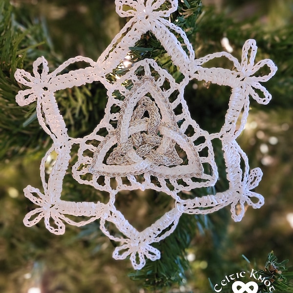 Celtic Snowflake, Celtic Knot Snowflake, Celtic Trinity Knot, Crochet Snowflake, Celtic Crochet Snowflake, Lacy Snowflake, DIY Snowflake