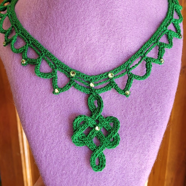 Celtic Necklace, Celtic Knot, Princess Necklace, Crochet Necklace, Crochet Jewelry, Celtic Knot Pendant, Celtic Crochet, Crochet pattern