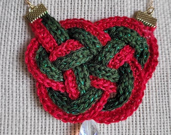 Christmas Necklace, Celtic Necklace, Crochet Jewelry, Crochet Necklace, Holiday Jewelry, Celtic Jewelry, Celtic Knot Necklace, Celtic Knot