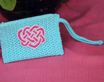 Celtic Heart, Heart, Wristlet, Crochet wristlet, Crochet accessory, Valentine's Day wristlet, Crochet heart, Celtic Knot heart