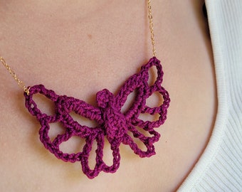 Crochet Necklace, Butterfly Necklace, Crochet Butterfly Necklace, Crochet Jewelry, Crochet Accessory, Butterfly Accessory, Butterfly Jewelry