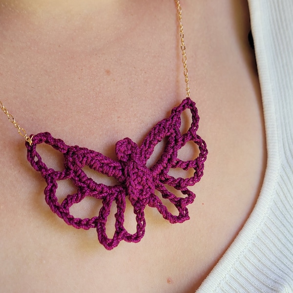 Crochet Necklace, Butterfly Necklace, Crochet Butterfly Necklace, Crochet Jewelry, Crochet Accessory, Butterfly Accessory, Butterfly Jewelry