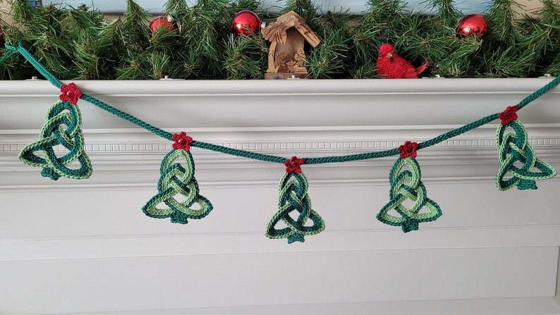 Celtic Garland, Christmas Garland, Crochet Garland, Crochet Christmas Decor, Crochet Ornament, Celtic Ornament, Christmas Tree Garland image 2