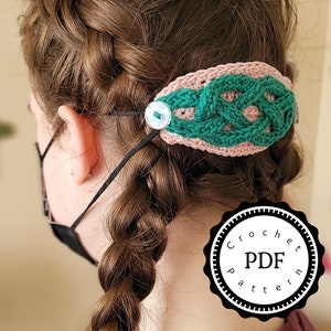 Ear Saver, Celtic Knot, Celtic Ear Saver, Crochet Ear Saver, Crochet pattern, Crochet Comfort Bands, Facial Mask Ear Saver, Cotton Ear Saver