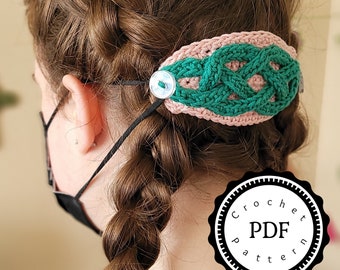 Ear Saver, Celtic Knot, Celtic Ear Saver, Crochet Ear Saver, Crochet pattern, Crochet Comfort Bands, Facial Mask Ear Saver, Cotton Ear Saver