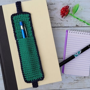 Pocket bookmark, crochet bookmark, journal bookmark, bookmark, DIY bookmark, pen bookmark image 1