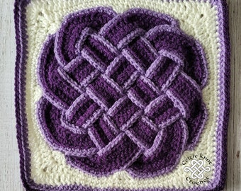 Crochet Blanket Square, Celtic Blanket Square, Crochet Afghan Square, Blanket Square, Celtic Crochet Project, Celtic Square, Crochet Square