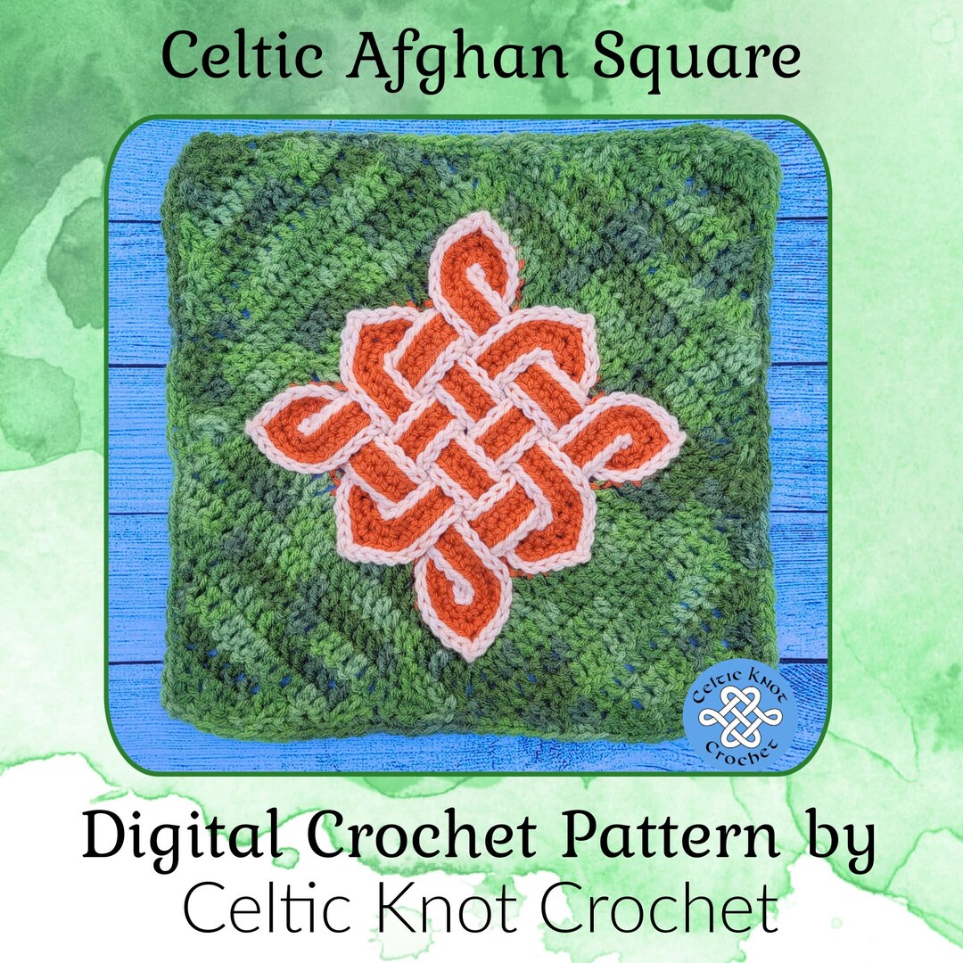 Celtic Square Design Pattern Celtic Afghan Square, Crochet Blanket Square, Celtic Square, Celtic ...