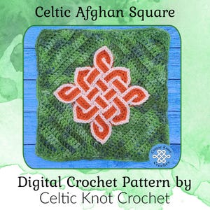Celtic Afghan Square, Crochet Blanket Square, Celtic Square, Celtic Blanket Square, Celtic Knot Square, Crochet Square Pattern