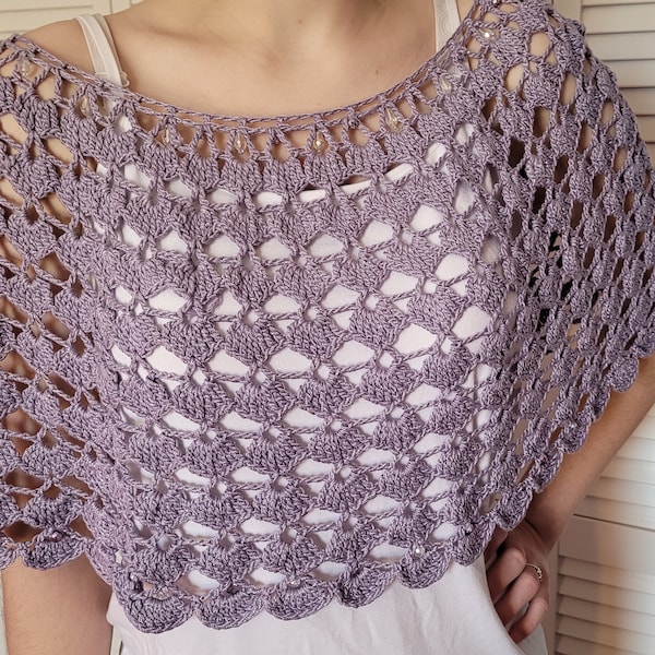 Chal de encaje de crochet, chal de crochet, poncho de encaje de crochet, patrón de crochet, patrón de crochet de verano, top de encaje de verano, crochet de verano, poncho de encaje