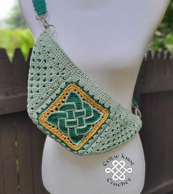 Crochet Crossbody Bag, Celtic Bag, Crochet Bag, Crochet Bum Bag, Crochet Fanny Pack, Granny Square Bag, Celtic Crossbody Bag, Bum Bag