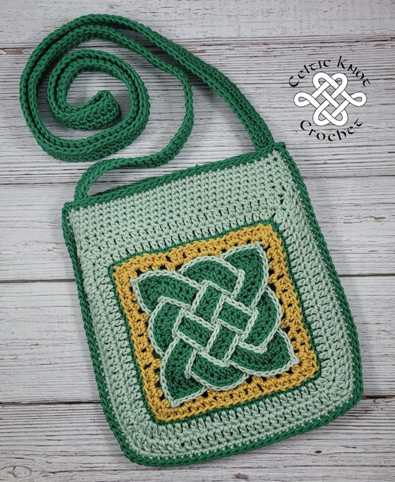 Crochet Crossbody Bag, Celtic Bag, Celtic Crossbody Bag, Small Crochet Bag, Crossbody Bag, Crochet Bag Pattern, DIY small bag, Square Bag