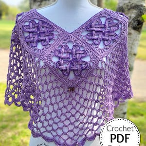 Celtic Crochet Poncho, Crochet Poncho, Lacy Crochet Poncho, Celtic Heart Poncho, Cotton Poncho, Summer Crochet Poncho, Summer Poncho