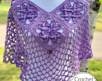 Celtic Crochet Poncho, Crochet Poncho, Lacy Crochet Poncho, Celtic Heart Poncho, Cotton Poncho, Summer Crochet Poncho, Summer Poncho