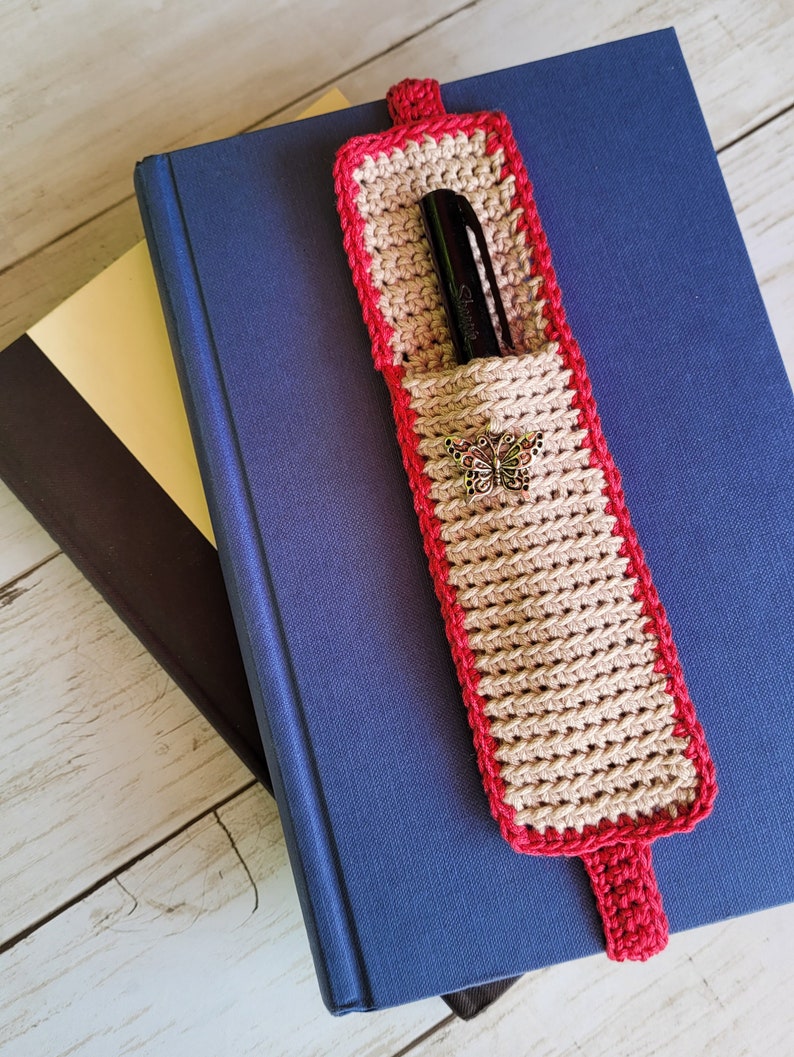 Pocket bookmark, crochet bookmark, journal bookmark, bookmark, DIY bookmark, pen bookmark image 2
