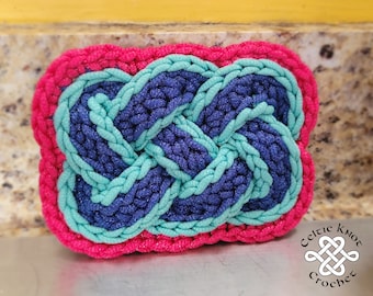 Estropajo de crochet, patrón de estropajo, estropajo de nudo celta, paño de cocina de crochet, esponja, accesorio de cocina de crochet, paño de cocina celta