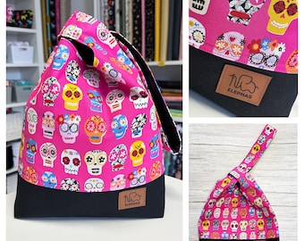 Made to Order Knot Bag, Tote Bag, Large Japanese Knot Bag, Dashwood Studio Fiesta Fabric Knot Bag, Sugar Skulls Knot Bag