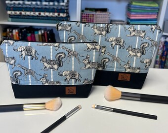 Made to Order Cosmetic Bag, Makeup Bag, Sevenberry Fabric Cosmetic Bag, Elephants, Giraffes, Rabbits, Squirrels