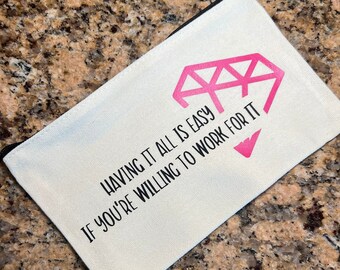 Tan Canvas Zip Pouch - RHOBH/Having it All is Easy