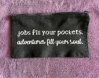 Black Zippered Canvas Makeup Bag | Travel Cosmetic Pouch | Organizer Bag - Jobs Fill Your Pockets
