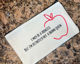 Tan Canvas Zip Pouch - RHONY/I May be a Princess