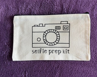 Tan Canvas Zip Pouch - Selfie Prep Kit