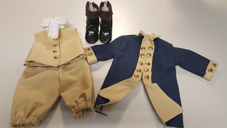 18 doll clothes 18th Century Military uniform George Washington Thomas Jefferson colonial period clothes Historical doll clothes image 1