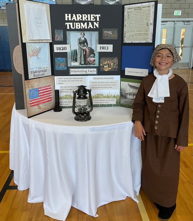 Harriet Tubman costume for girls abolitionist freedom fighter civil war scout Historical Costume wax museum Historywearz costume image 3