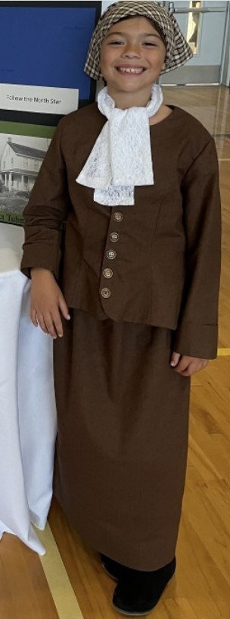 Harriet Tubman costume for girls abolitionist freedom fighter civil war scout Historical Costume wax museum Historywearz costume image 1