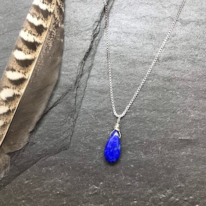 Lapis Lazuli Pendant Necklace, .925 Sterling Silver, Blue Gemstone Necklace, Womens Stone Jewelry, Spiritual Crystal