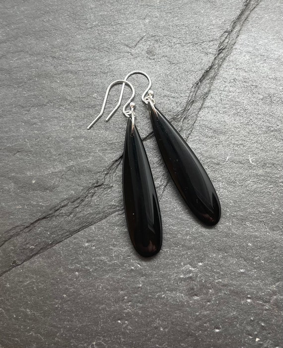 Black obsidian earrings deals