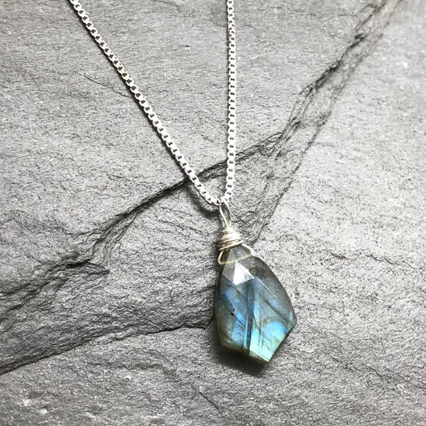 Sterling Silver Crystal Necklace, Spiritual Earth Stone Necklace, Womens Crystal Pendant Necklace