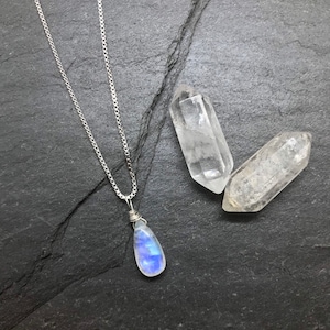 Moonstone Anxiety Relief Necklace: Sterling Silver Crystal Healing Jewelry for Mental Health