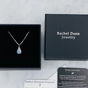 Moonstone Necklace, 925 Sterling Silver Box Chain, Womens Crystal Jewelry, Unique Handcrafted Stone Necklace, Healing Gift for Friend image 6