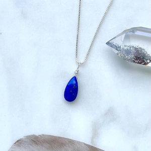 Lapis Lazuli Gemstone Necklace, Sterling Silver Blue Stone Jewelry, September Birthstone Gift, Spiritual Protection Pendant, Handcrafted USA