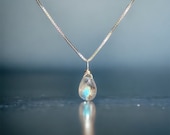 Moonstone Necklace, 925 Sterling Silver Box Chain, Womens Crystal Jewelry, Unique Handcrafted Stone Necklace, Healing Gift for Friend