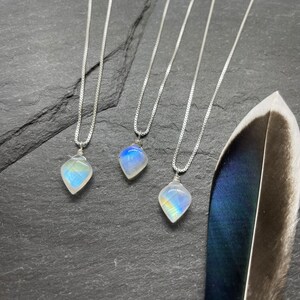 Moonstone Necklace Sterling Silver, Calming Crystal Jewelry, Anxiety Relief Necklace, Spiritual Stone Necklace