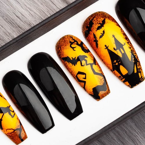 Halloween Town Press on Nails Witches False Nails Glue - Etsy