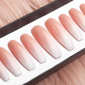 Beige Baby Boomer Ombre Press On Nails • Wedding nails • Fake Nails • False Nails • Glue On Nails • Bridal nails