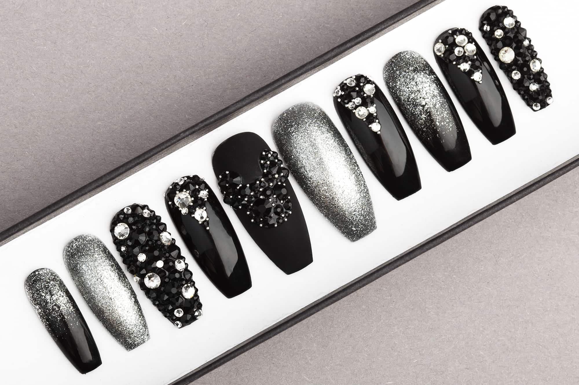 Dead Mouse Press On Nails Rhinestones Nails Nail Art Etsy