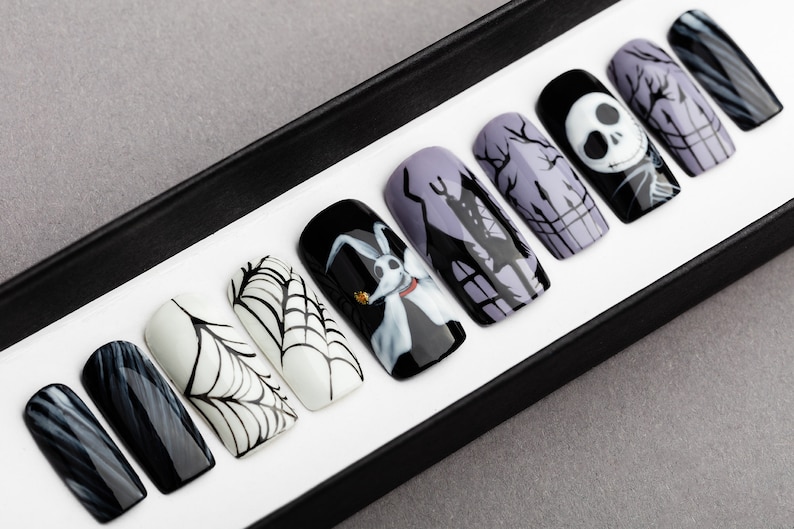 Halloween Nails Nightmare Press On Nails Fake Nails False Etsy