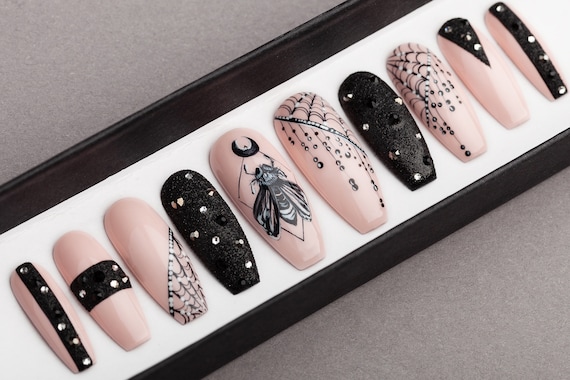 BarFly Press On Nails With Swarovski Crystals Gothic Nails Etsy image 0 - BarFly Press On Nails With Swarovski Crystals Gothic Nails Etsy