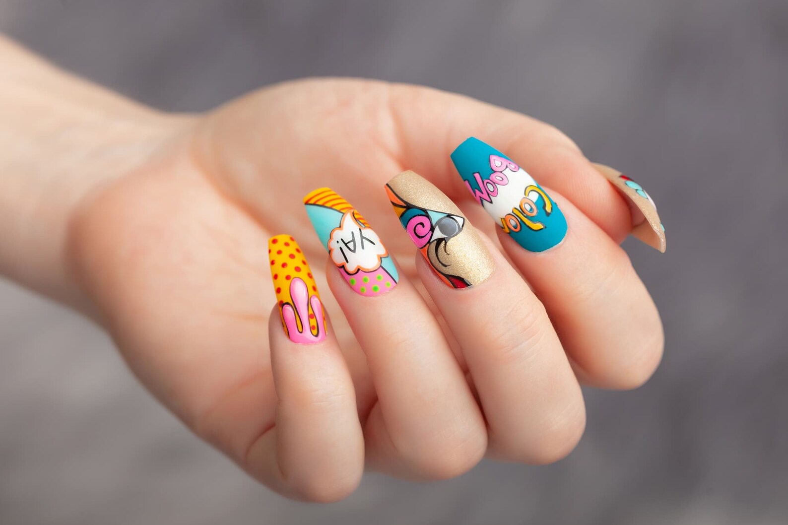 Pop Art Press on Nails Comix Nails Fake Nails False