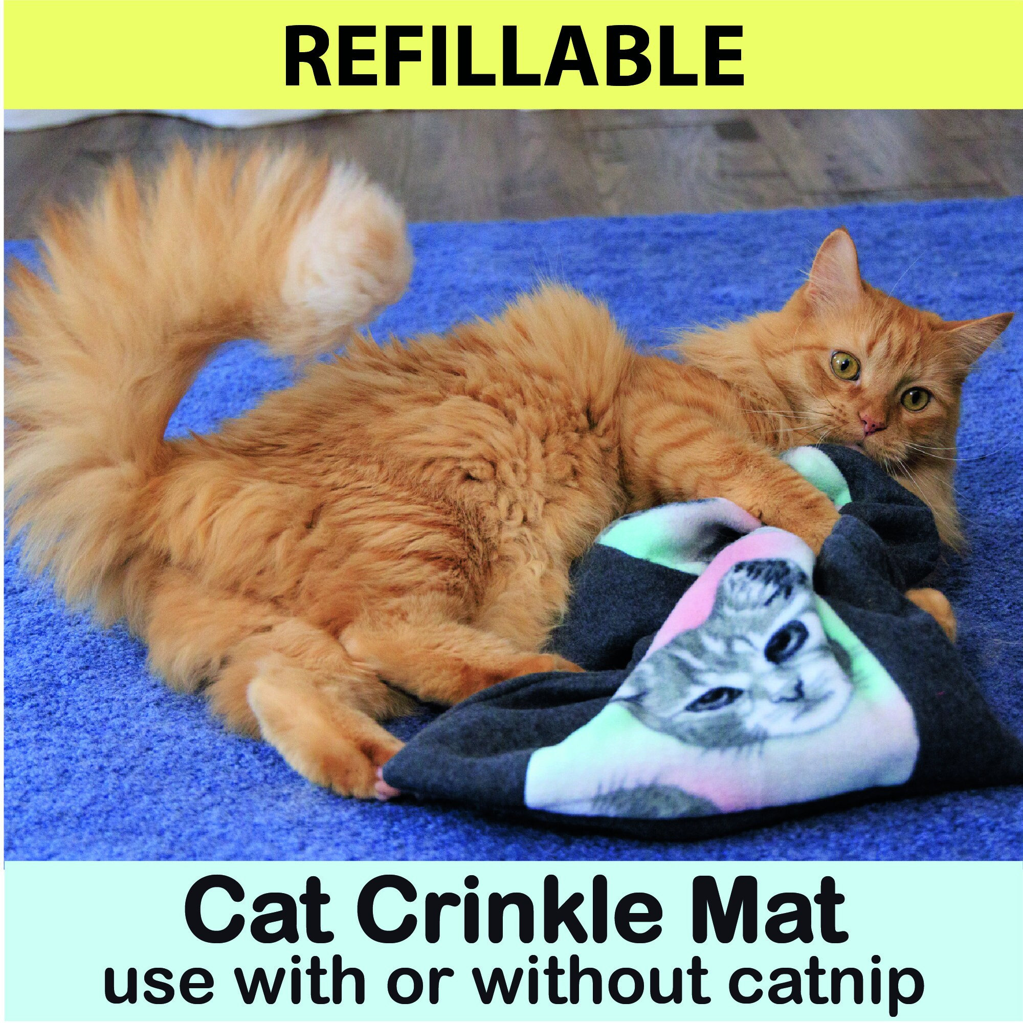 AWOOF Cat Mat, Cute Soft Catnip Mat, Cat Activity Mat Machine Washable  Catnip Toys Interactive Cat Toys for Indoor Cats, Self-Warming Crinkle Mat  Cat