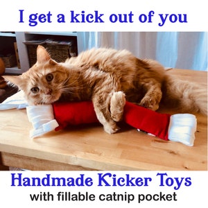 Me encantas: Cat Crinkle Kicker con bolsillo de hierba gatera rellenable